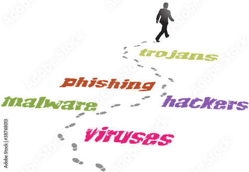 Security business man virus malware threat