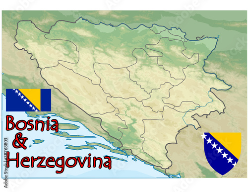 bosnia herzegovina map flag emblem