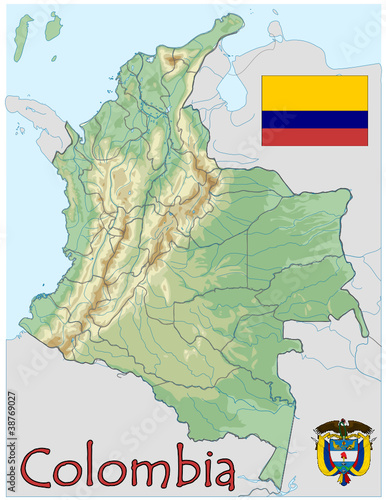 colombia america map flag emblem