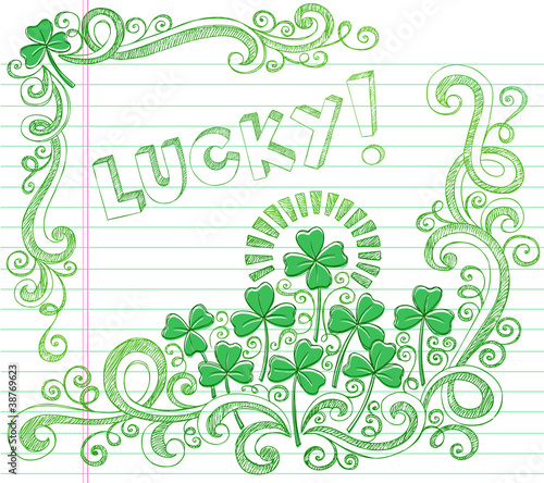 Fototapeta St Patricks Day Lucky Clover Shamrock Vector Doodle