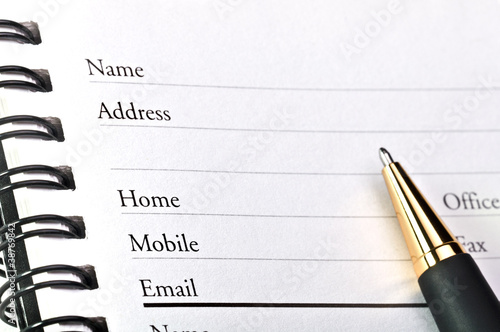 A blank page of open  address book.