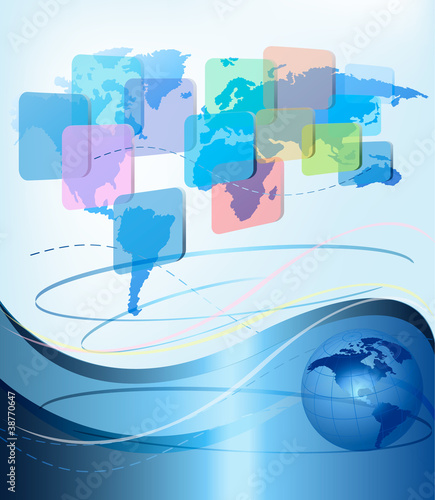 Business abstract background with world map.