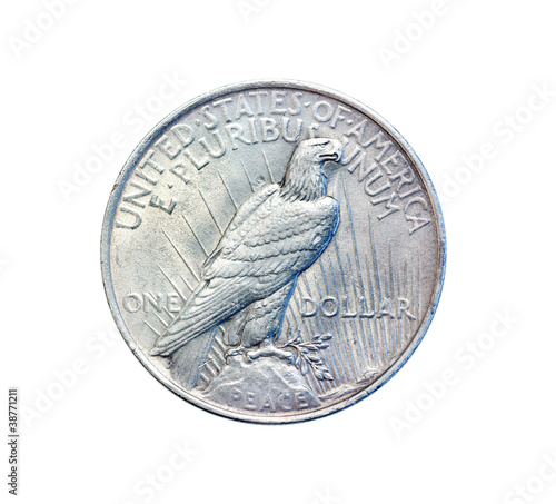 Old antique coin. One U.S. dollar in 1923