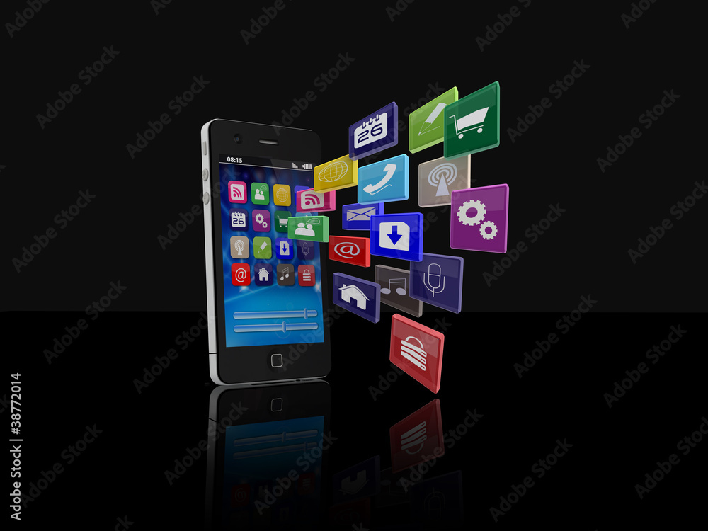 Fototapeta premium Smartphone with cloud of application icons