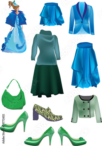 blue nad green woman dress