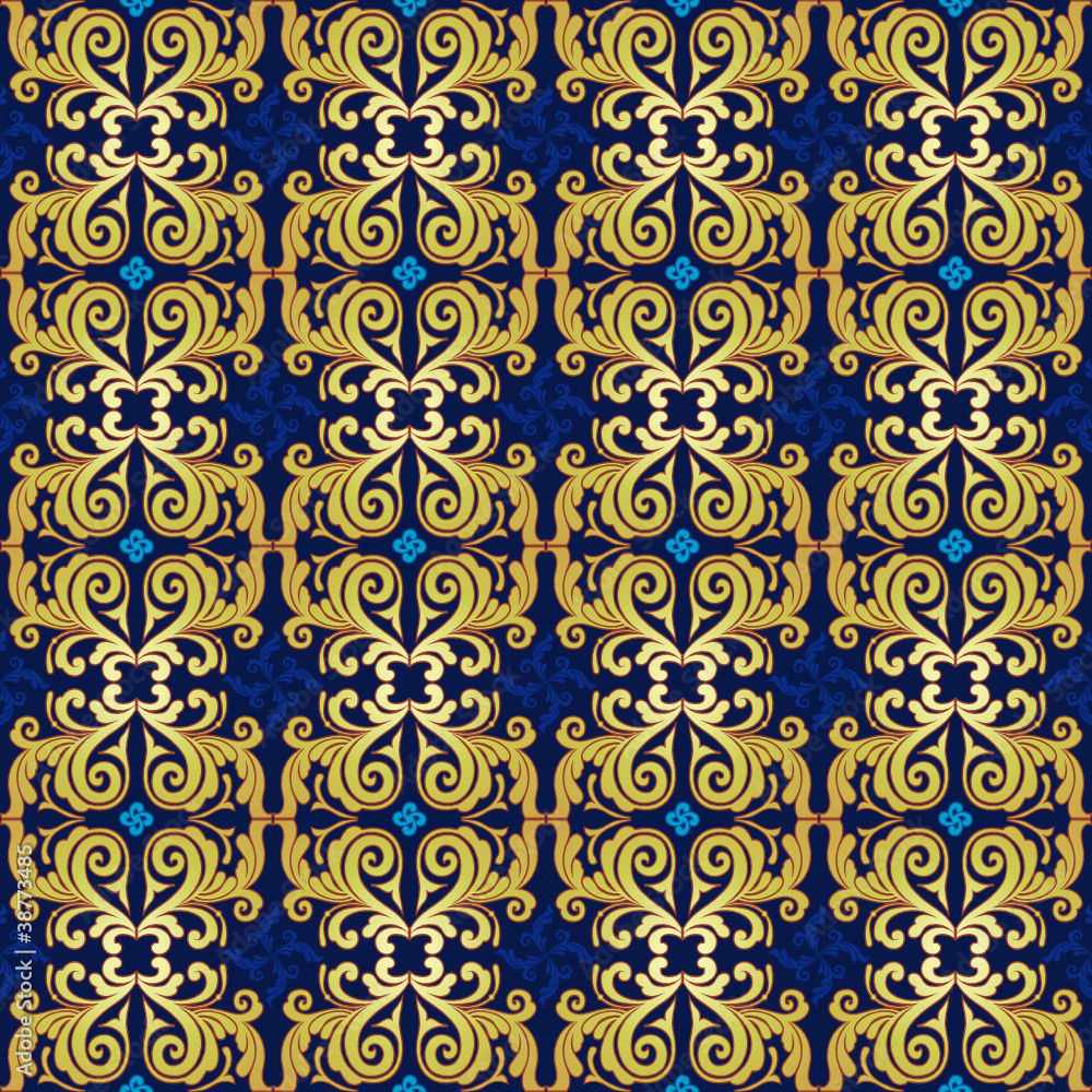 Ornamental pattern gold and blue