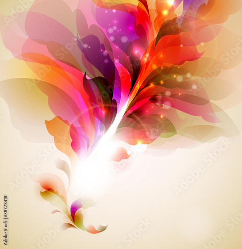 varicolored  branch with abstract leaves