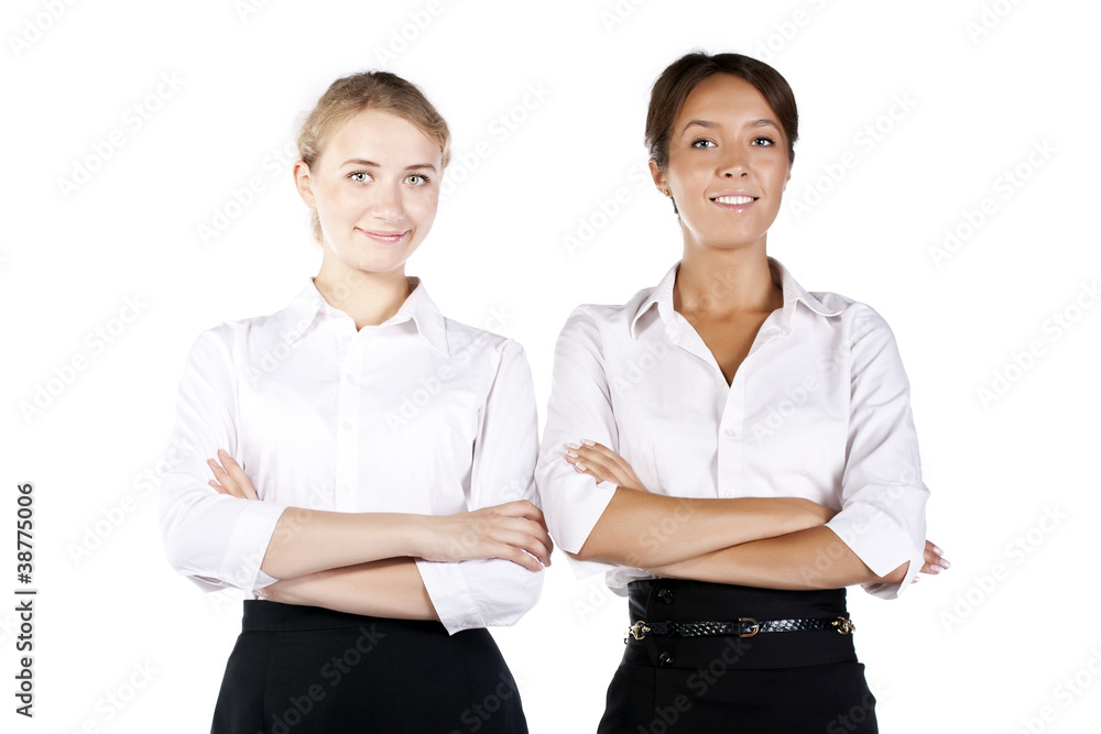 Portrait of two young businesswomen in the studio Portrait of two young businesswomen in the studio