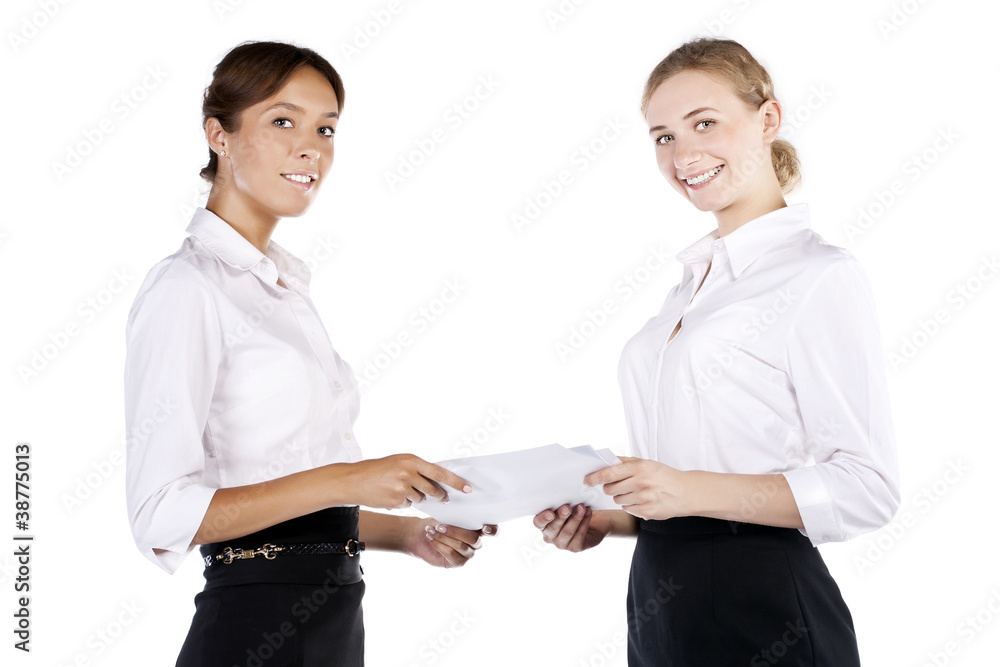 Portrait of two young businesswomen in the studio Portrait of two young businesswomen in the studio