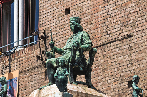Bronze statue. City Hall. Ferrara. Emilia-Romagna. Italy.