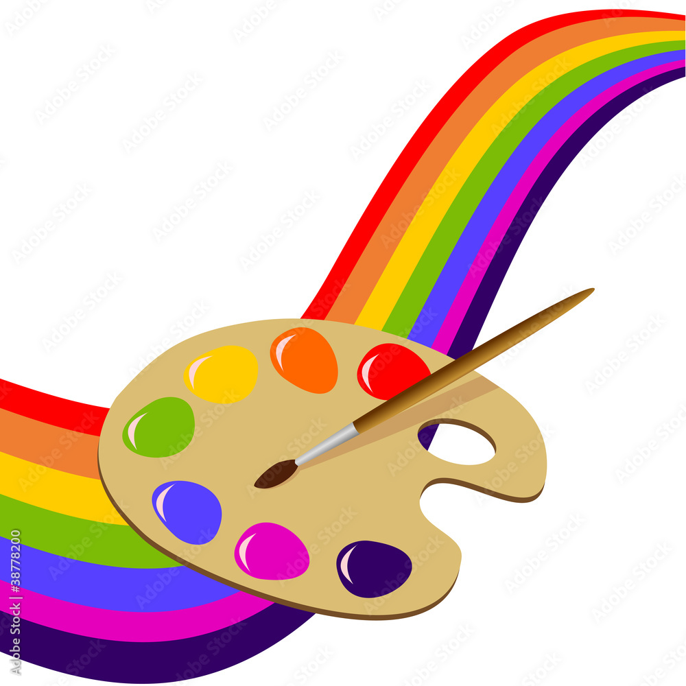 Fototapeta premium Farbpalette mit Pinsel