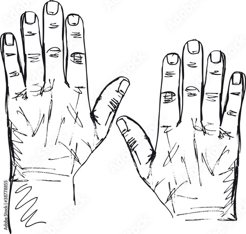 Sketch of right and left hand. Vector illustration