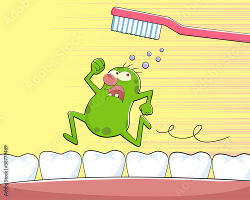 germ running away from a tooth brush #38779469