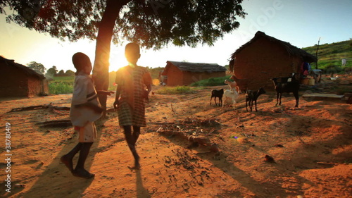 Kids near a village in Kenya Africa. photo