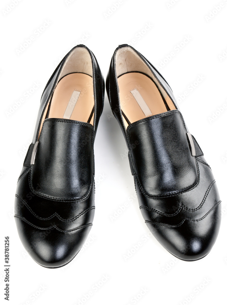 a pair of stylish classic black shoes a pair of stylish classic black shoes