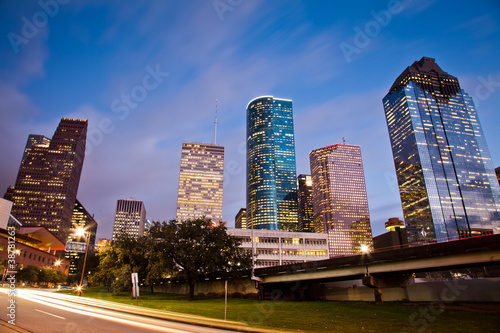 Downtown Houston at traffic time