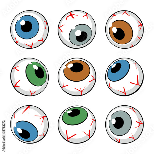 Set of eyeballs on white background