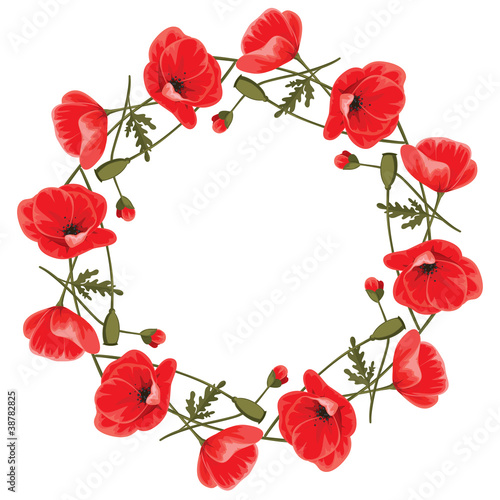 Wreath of red poppies