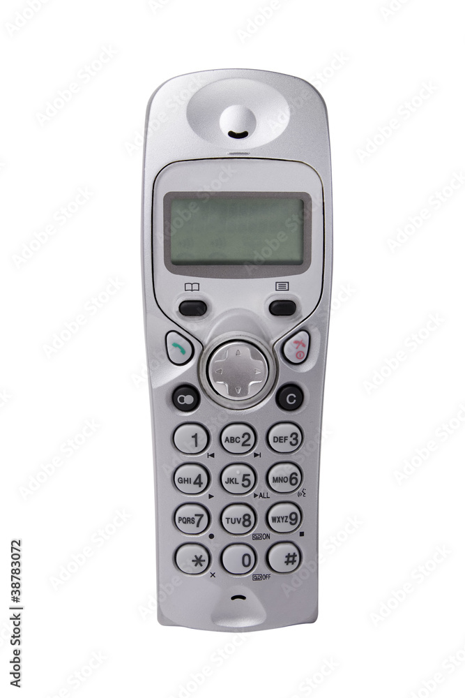 Silver cordless telephone isolated on white with clipping path Silver cordless telephone isolated on white with clipping path