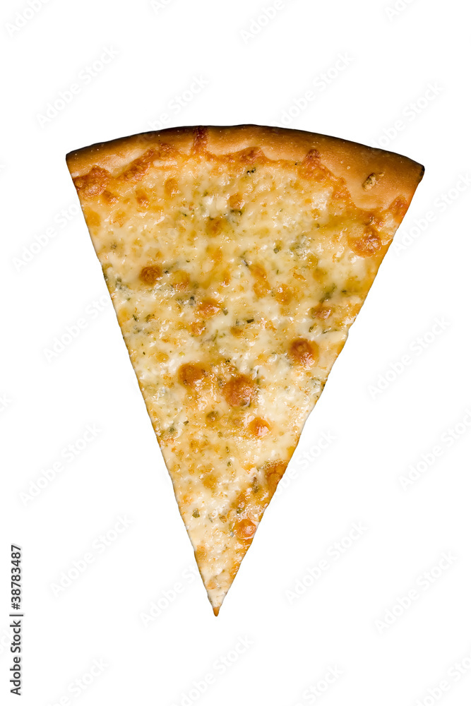 Fototapeta Four cheese pizza slice isolated on white