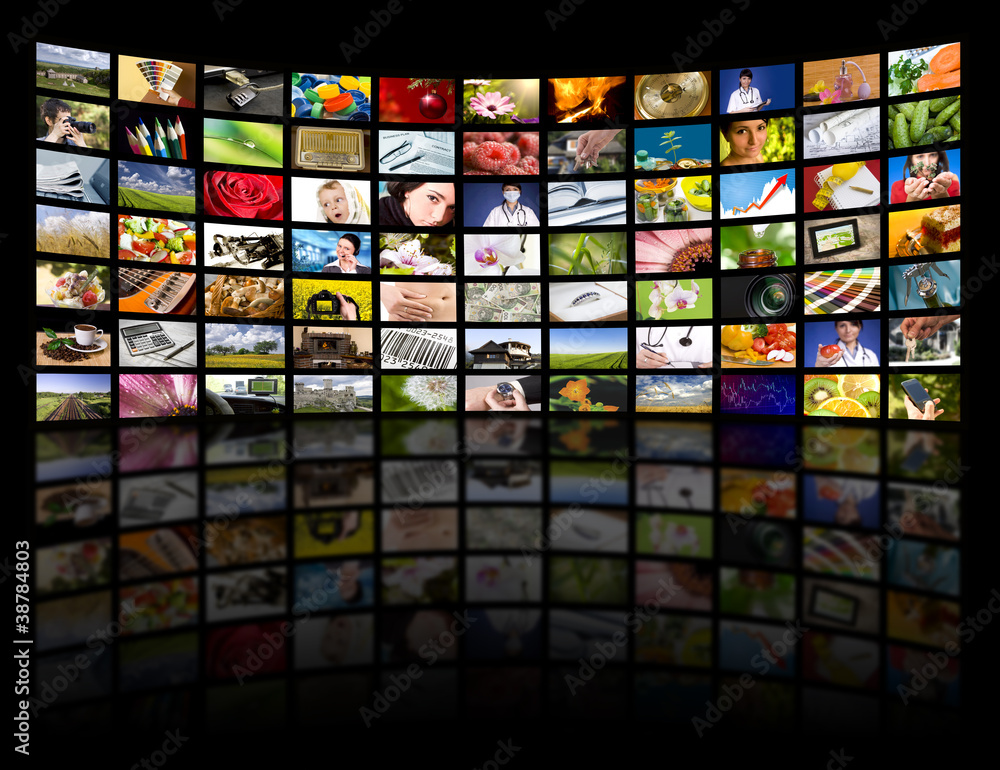 Television production concept. TV movie panels Television production concept. TV movie panels