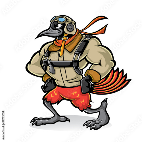 Cartoon oriole bird aviator