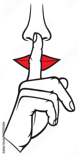 woman with silence sign