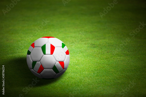Flag of Italy with soccer ball over grass - Euro 2012