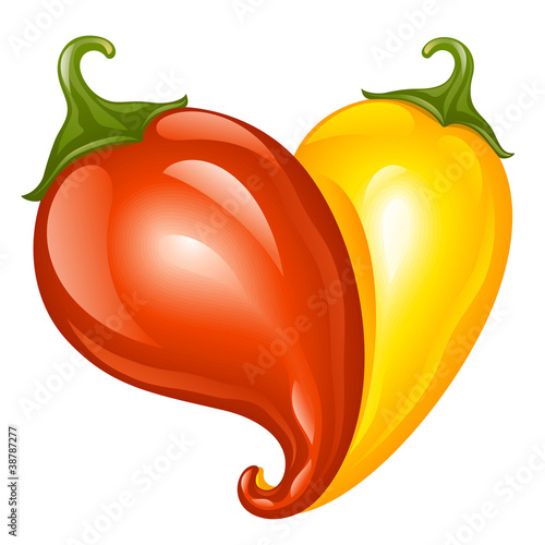 Vector Hot chilli pepper in the shape of heart