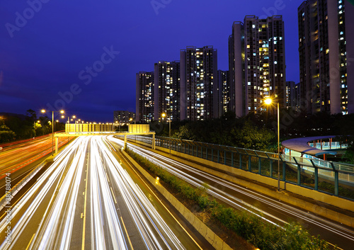 night traffic light trail