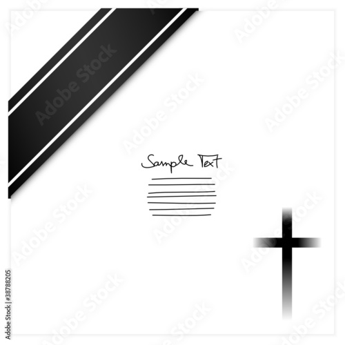 Mourning Card Flying Cross & Black Ribbon