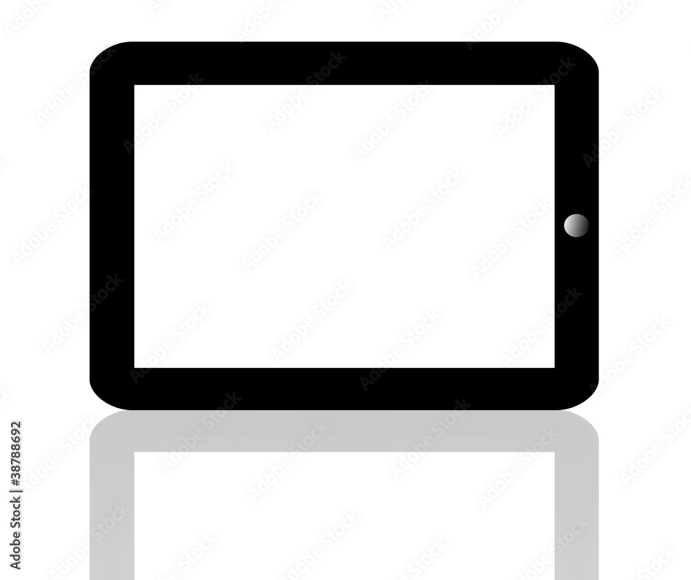 Black tablet pc with shadow on white background Black tablet pc with shadow on white background