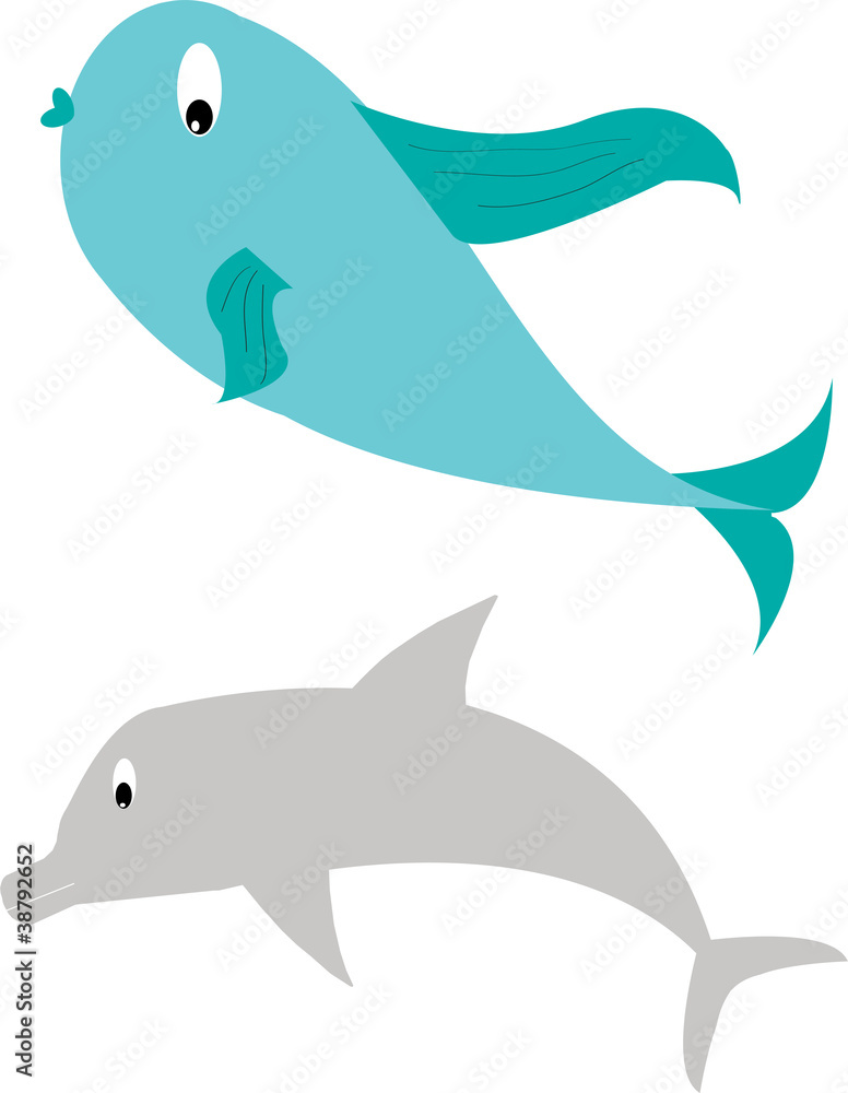 Fish and dolphin Fish and dolphin