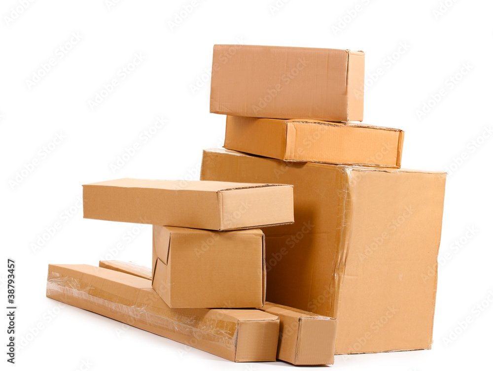 Brown cardboard boxes isolated on white Brown cardboard boxes isolated on white