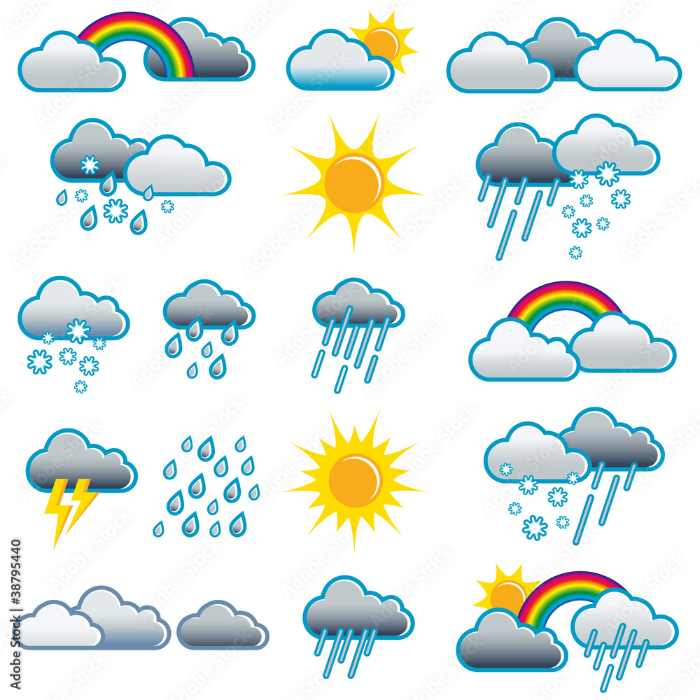 Wetter, Symbole, Piktogramme, Icons, Illustration - obrazy, fototapety, plakaty 