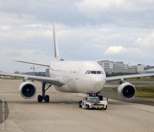 Passenger jet airplane taxiing