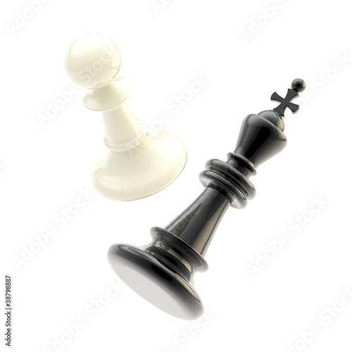 Collision of two chess figures, pawn and king