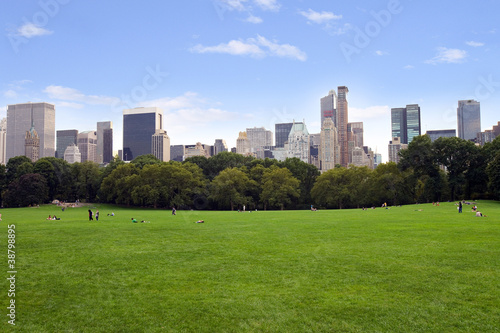 panoramic view of  Central Park with Manhattan skyline © bennnn