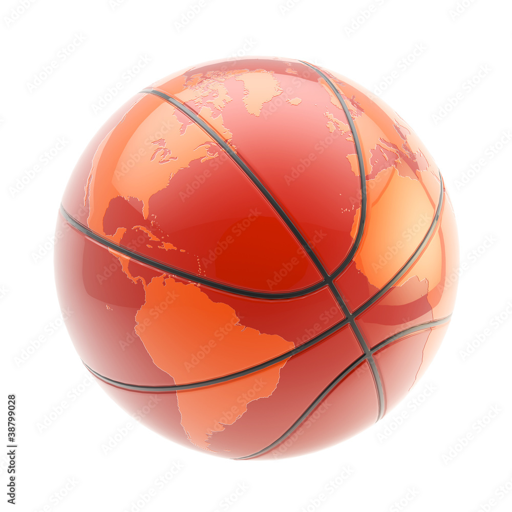 Fototapeta premium Basketball ball as an Earth planet sphere isolated