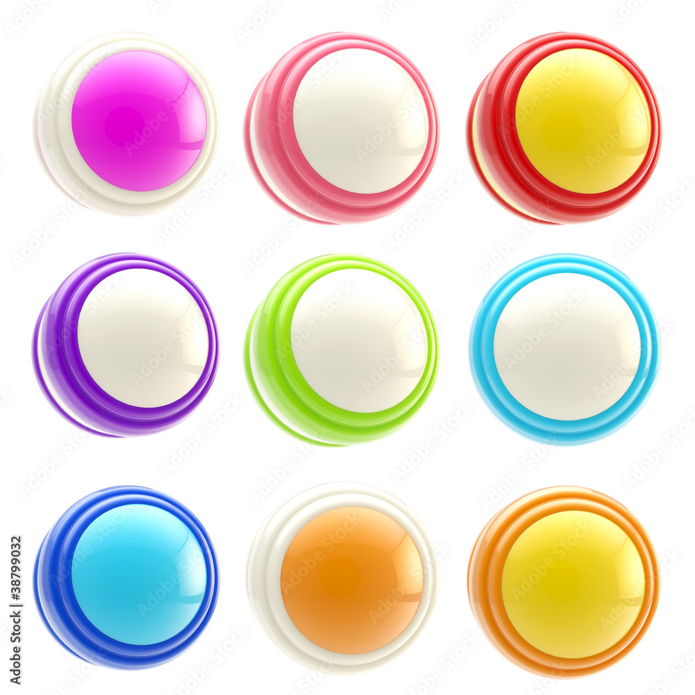 Set of colorful glossy button templates isolated Set of colorful glossy button templates isolated