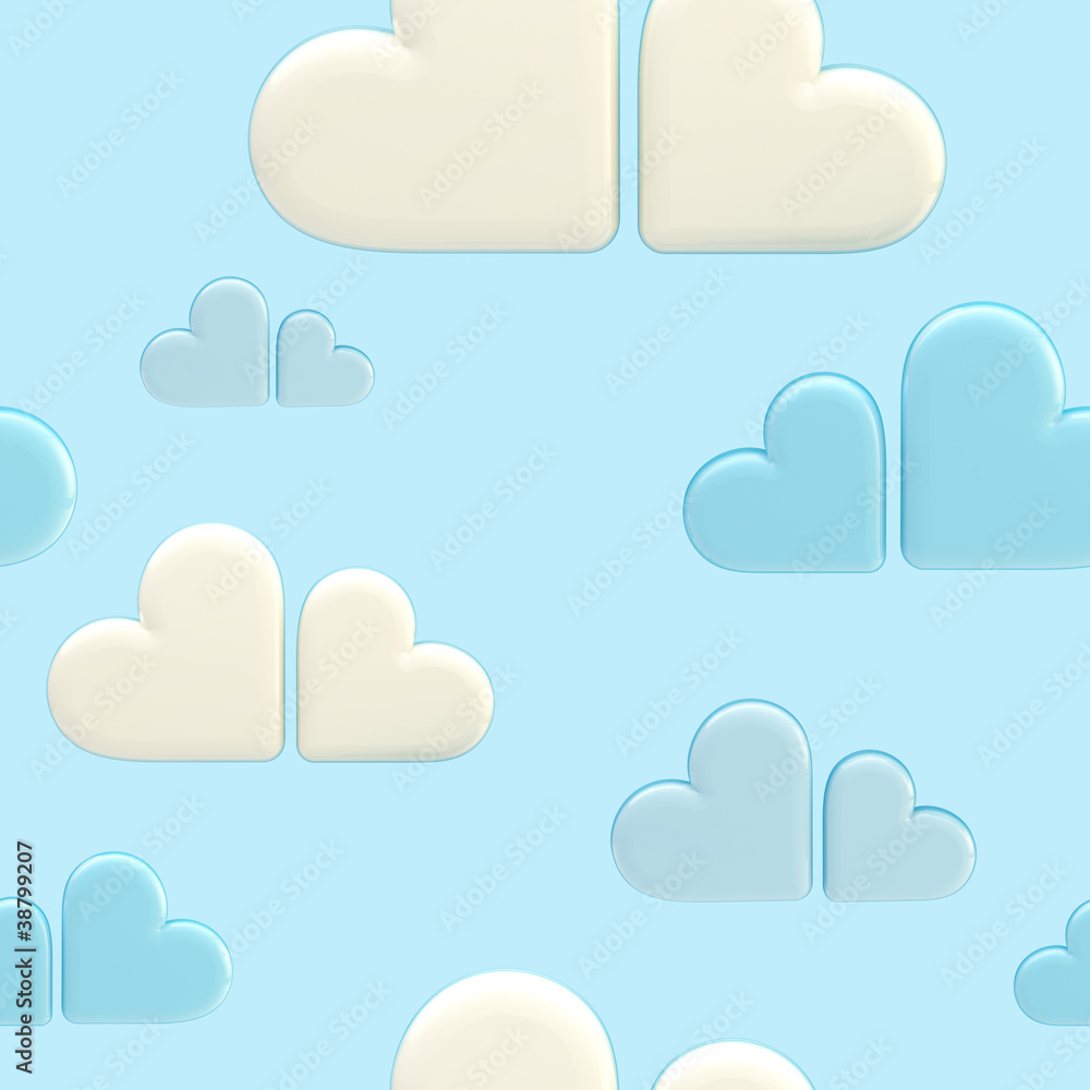 Seamless cloud background made of hearts