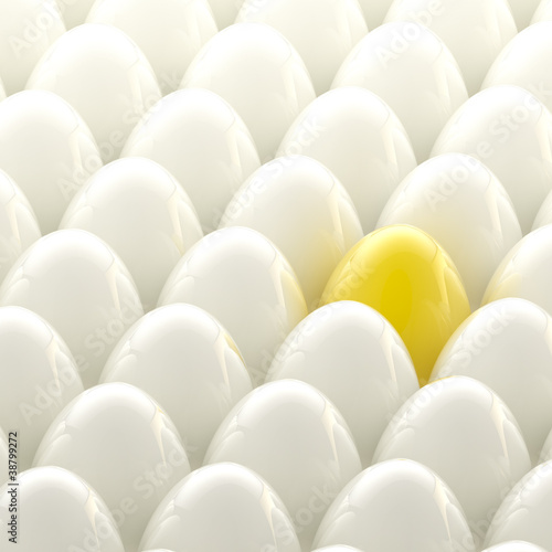 Golden egg among usual whit...