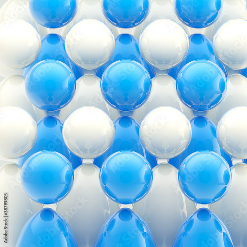 Crowd of white and blue sym...