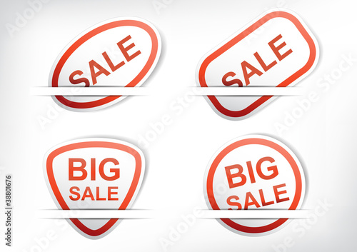 Set of vector red sale labels