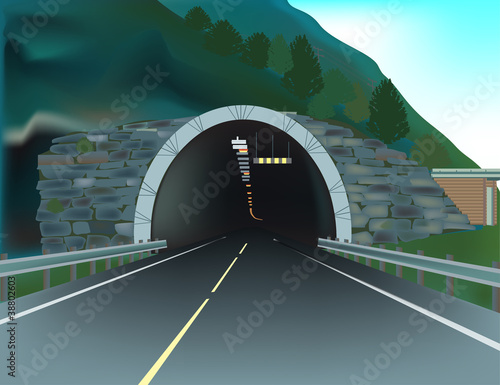 tunnel in mountain illustration