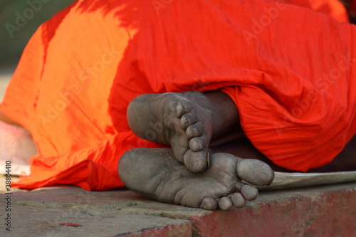 unidentified hindu pilgrim sleeping