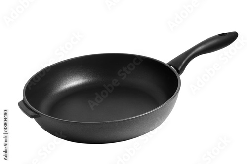 black pan frying isolated on white background