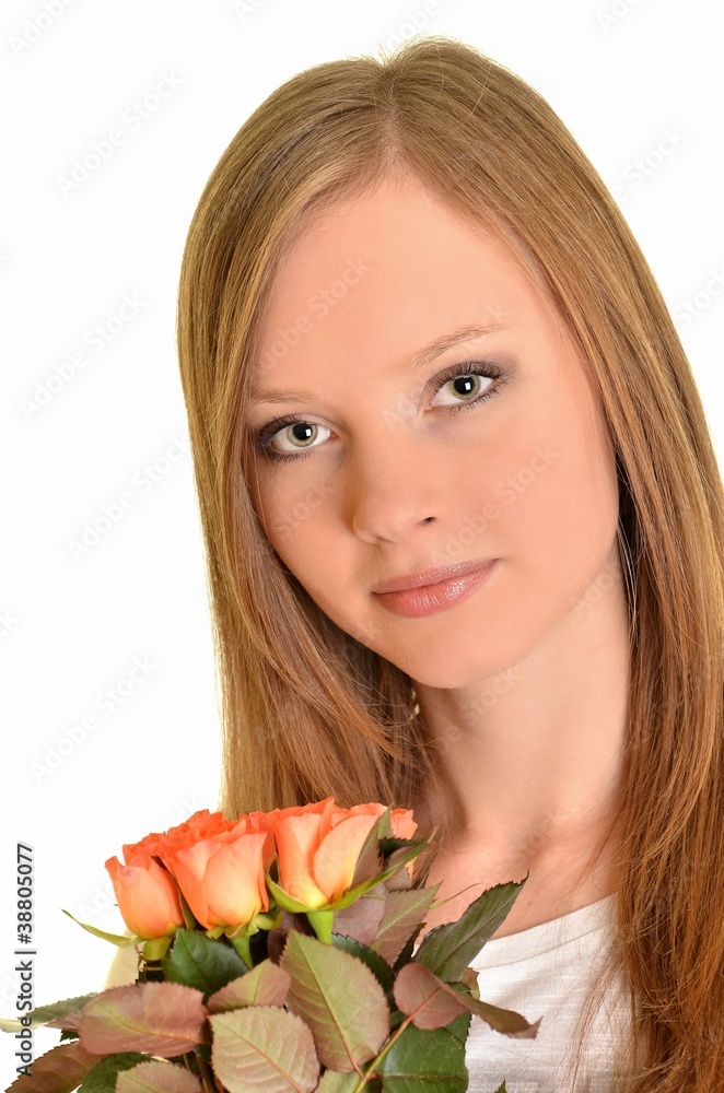 Fototapeta premium Woman with Roses