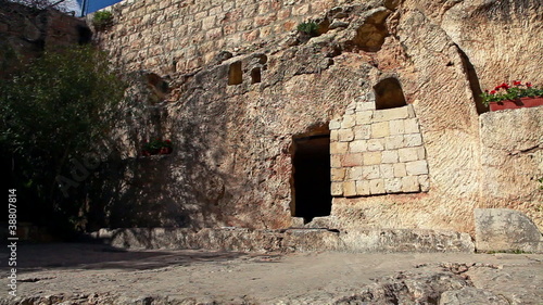 Stock Video Footage of the Garden Tomb in Israel. photo