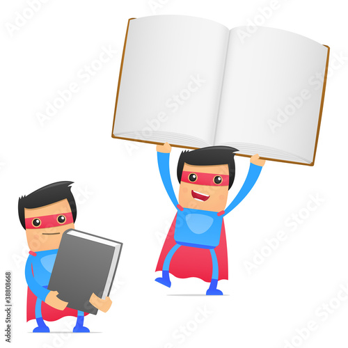 set of funny cartoon superhero